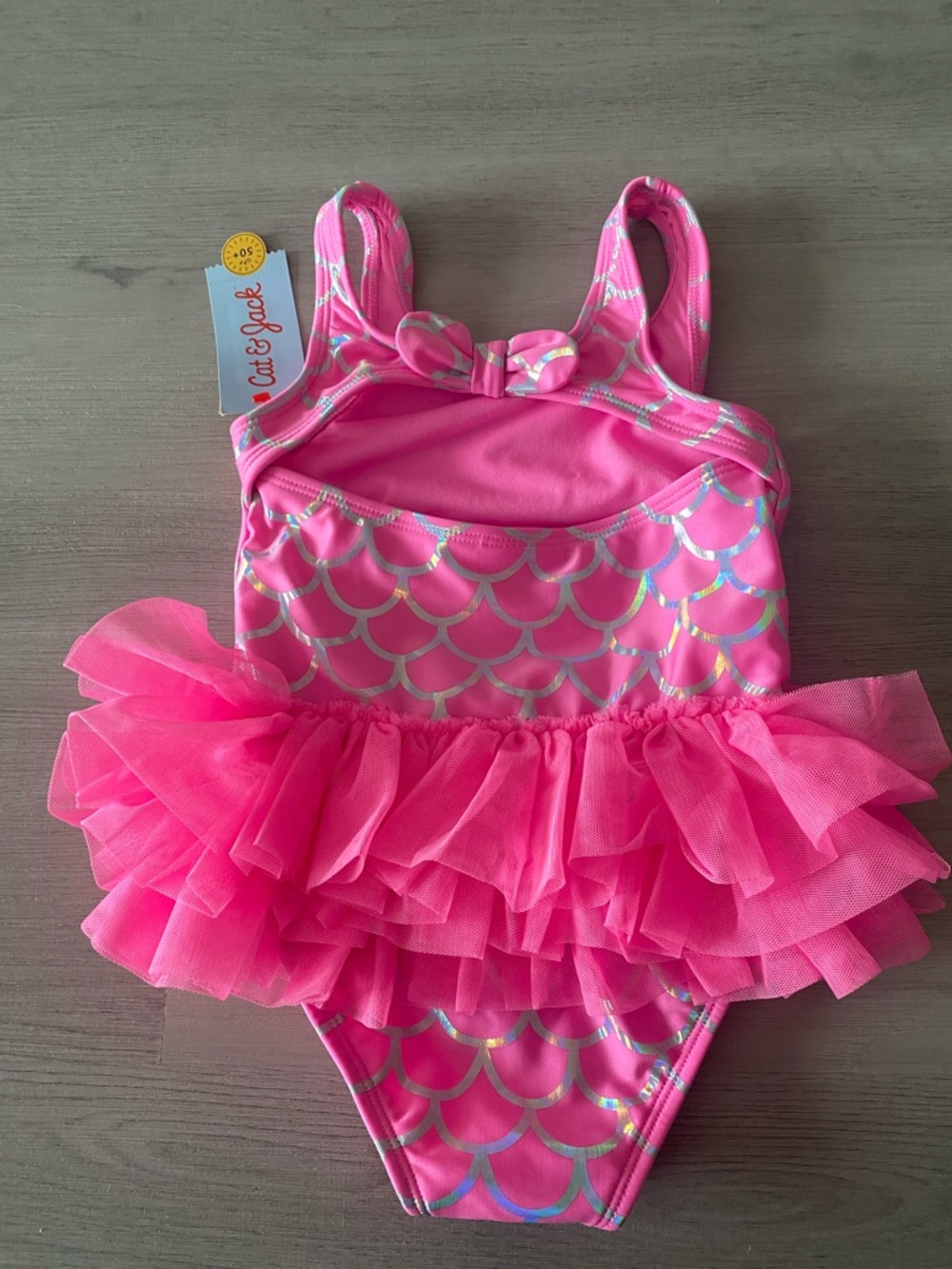 Cat & Jack Hot Pink Girls Tutu Swimsuit - Picture 4 of 6